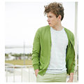 Light Green V Neck Men Sweater Cardigan with Button